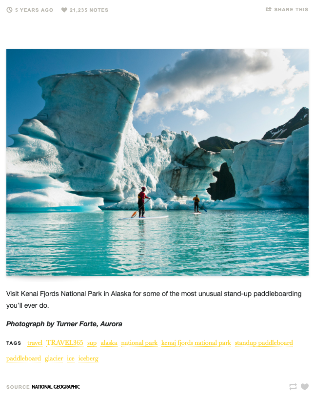 Stand Up Paddling in Bear Glacier Kenai Fjords Alaska.